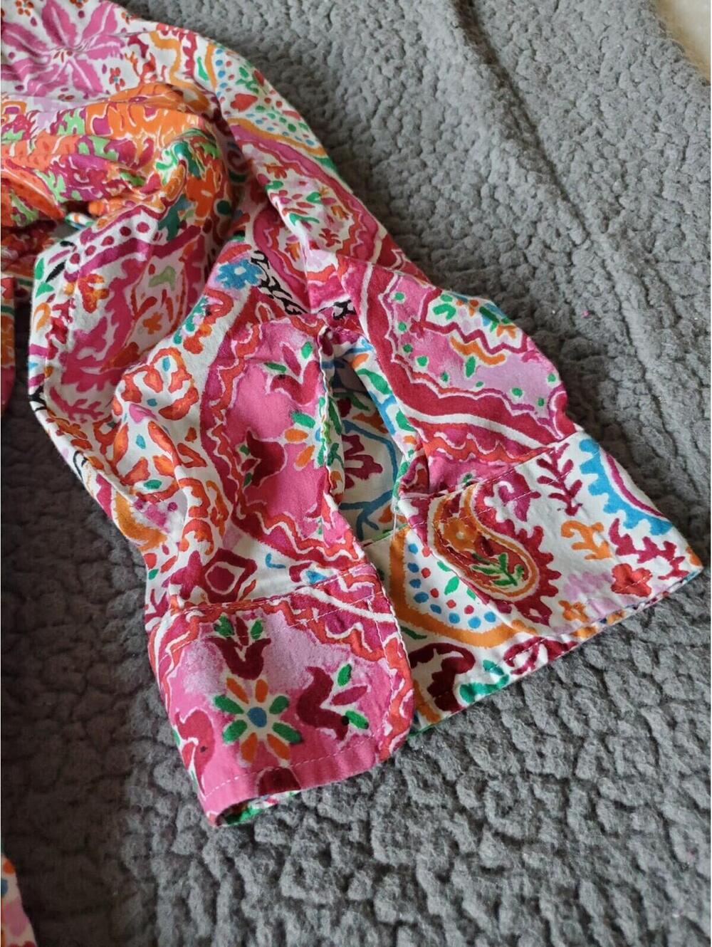 Lauren Ralph Lauren Bright Colorful button Down Blouse 2X Paisley - Picture 8 of 8